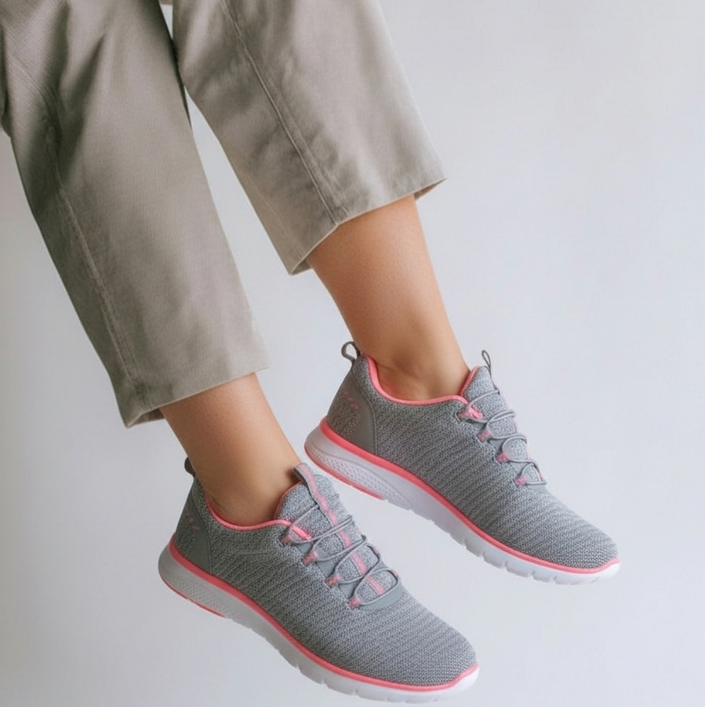 Women's Gray and Pink Athletic Shoes
